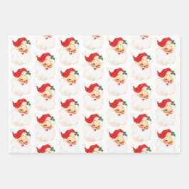  Retro Jolly Old Santa Claus Kerstmis Inpakpapier Vel
