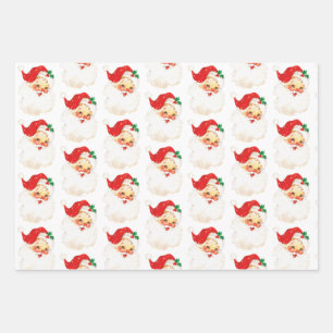 Retro Jolly Old Santa Claus Kerstmis Inpakpapier Vel