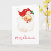 Retro Jolly Old Santa Claus Kerstmis Kaart (Gele Bloem)