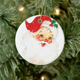 Retro Jolly Old Santa Claus Kerstmis Keramisch Ornament