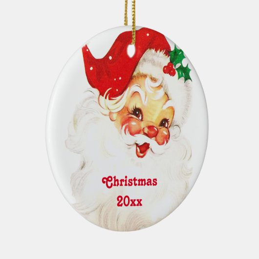 Retro Jolly Old Santa Claus Kerstmis Keramisch Ornament (Rechts)