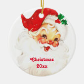Retro Jolly Old Santa Claus Kerstmis Keramisch Ornament (Voorkant)