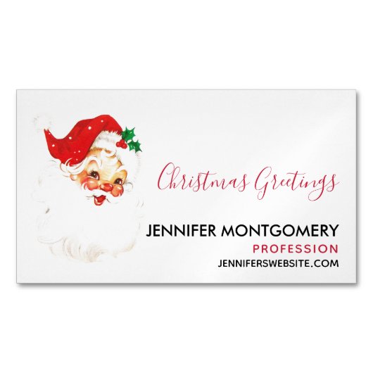 Retro Jolly Old Santa Claus Kerstmis Magnetisch Visitekaartje (Voorkant)