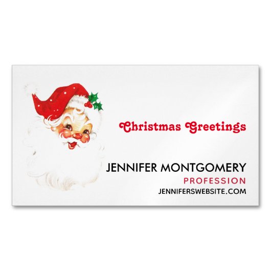 Retro Jolly Old Santa Claus Kerstmis Magnetisch Visitekaartje (Voorkant)