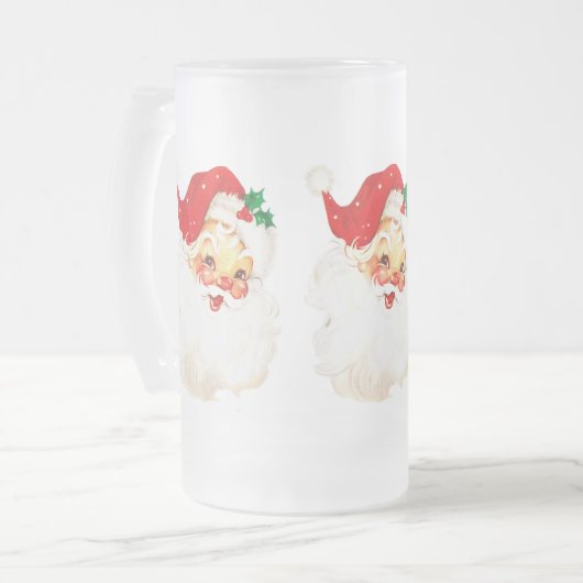 Retro Jolly Old Santa Claus Kerstmis Matglas Bierpul (Voorkant links)