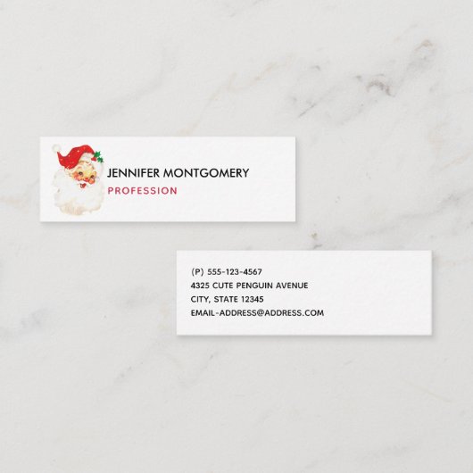 Retro Jolly Old Santa Claus Kerstmis Mini Visitekaartje (Voorkant / Achterkant)