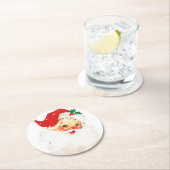 Retro Jolly Old Santa Claus Kerstmis Ronde Kartonnen Onderzetter (Insitu)