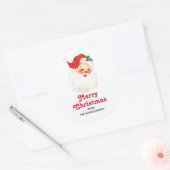 Retro Jolly Old Santa Claus Kerstmis Ronde Sticker (Envelop)