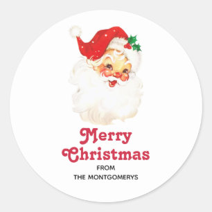  Retro Jolly Old Santa Claus Kerstmis Ronde Sticker