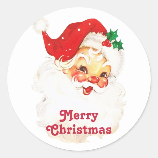  Retro Jolly Old Santa Claus Kerstmis Ronde Sticker (Voorkant)