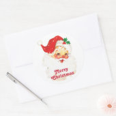  Retro Jolly Old Santa Claus Kerstmis Ronde Sticker (Envelop)
