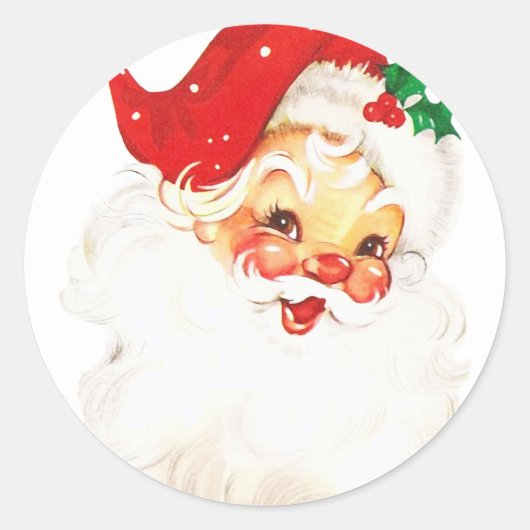 Retro Jolly Old Santa Claus Kerstmis Ronde Sticker (Voorkant)