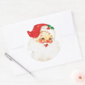 Retro Jolly Old Santa Claus Kerstmis Ronde Sticker (Envelop)