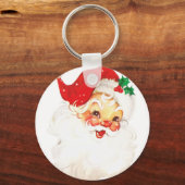 Retro Jolly Old Santa Claus Kerstmis Sleutelhanger (Voorkant)
