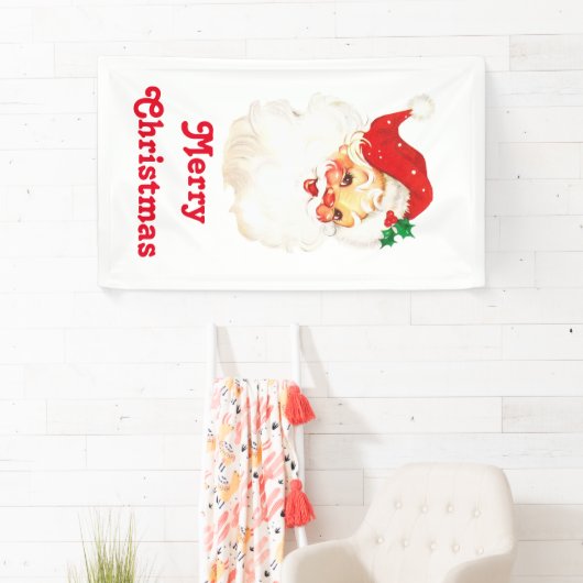 Retro Jolly Old Santa Claus Kerstmis Spandoek (Insitu)
