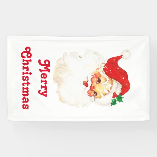 Retro Jolly Old Santa Claus Kerstmis Spandoek (Horizontaal)