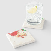 Retro Jolly Old Santa Claus Kerstmis Stenen Onderzetter (Zijkant)