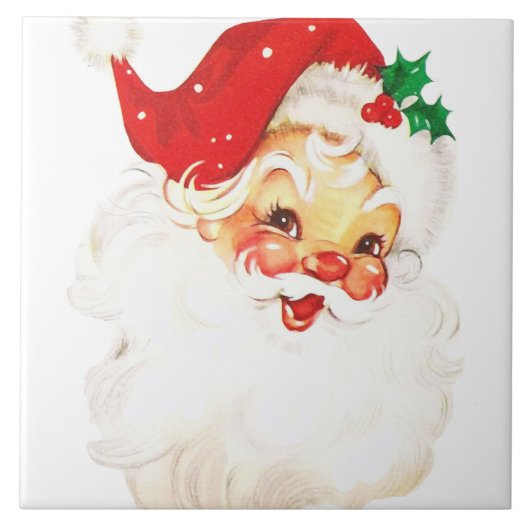  Retro Jolly Old Santa Claus Kerstmis Tegeltje (Voorkant)