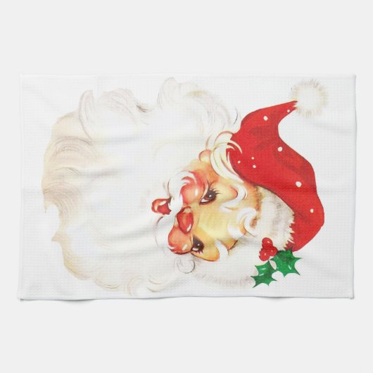  Retro Jolly Old Santa Claus Kerstmis Theedoek (Horizontaal)