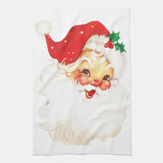 Retro Jolly Old Santa Claus Kerstmis Theedoek (Verticaal)