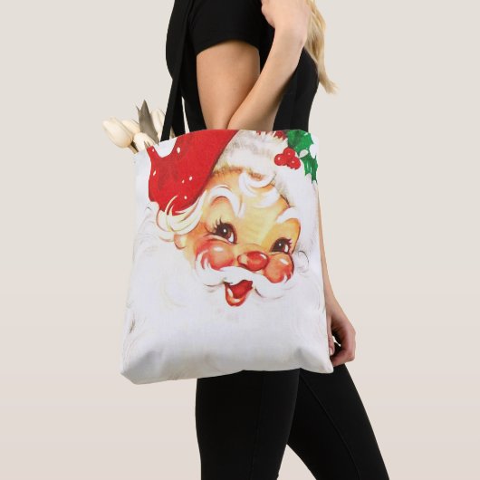 Retro Jolly Old Santa Claus Kerstmis Tote Bag (Dichtbij)