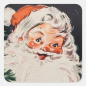  Retro Jolly Old Santa Claus Kerstmis Vierkante Sticker (Voorkant)