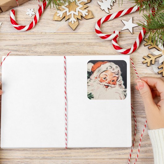  Retro Jolly Old Santa Claus Kerstmis Vierkante Sticker