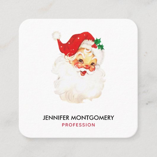  Retro Jolly Old Santa Claus Kerstmis Vierkante Visitekaartje (Voorkant)