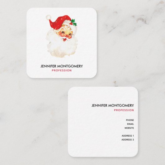 Retro Jolly Old Santa Claus Kerstmis Vierkante Visitekaartje (Voorkant / Achterkant)