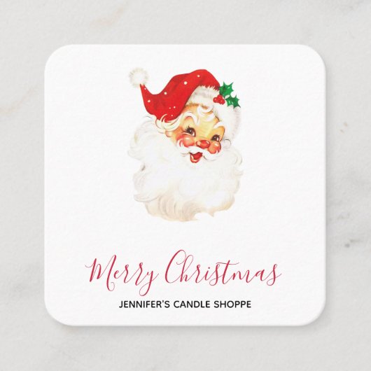  Retro Jolly Old Santa Claus Kerstmis Vierkante Visitekaartje (Voorkant)
