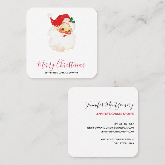 Retro Jolly Old Santa Claus Kerstmis Vierkante Visitekaartje (Voorkant / Achterkant)