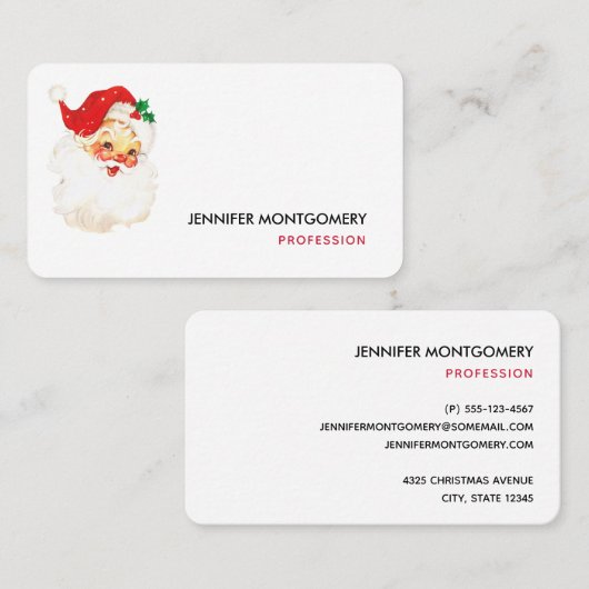 Retro Jolly Old Santa Claus Kerstmis Visitekaartje (Voorkant / Achterkant)