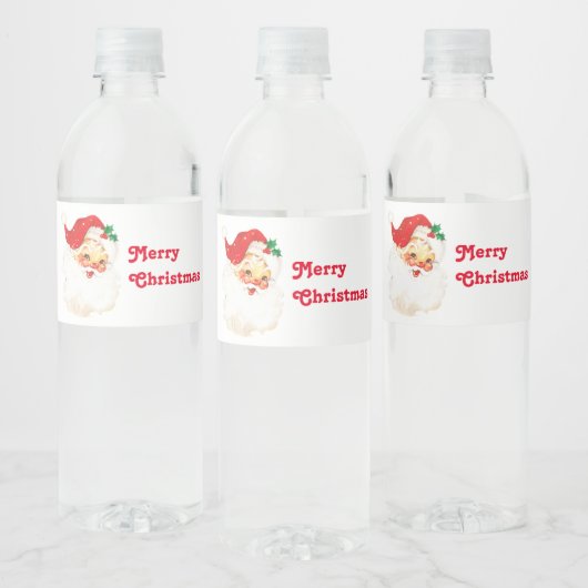 Retro Jolly Old Santa Claus Kerstmis Waterfles Etiket (Flessen)