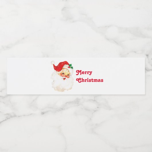 Retro Jolly Old Santa Claus Kerstmis Waterfles Etiket (Enkel label)