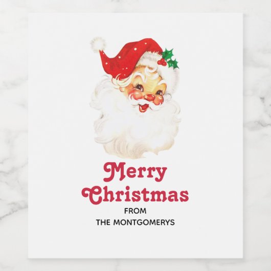  Retro Jolly Old Santa Claus Kerstmis Wijn Etiket (Enkel label)