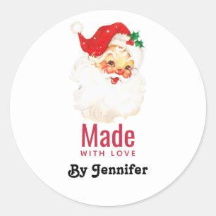 Retro Jolly Oude Kerstman Gemaakt met Liefde Ronde Sticker