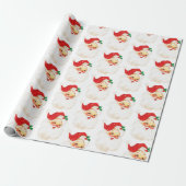 Retro Jolly Oude Kerstman Xmas Patroon Cadeaupapier (Uitgerold)