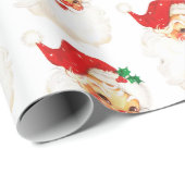 Retro Jolly Oude Kerstman Xmas Patroon Cadeaupapier (Rol Hoek)