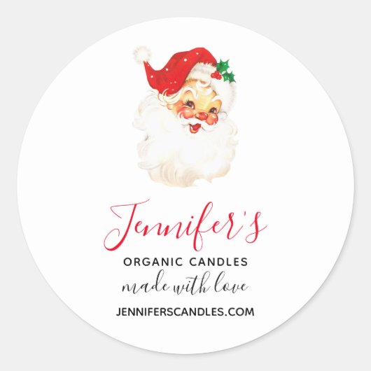 Retro Jolly Oude Sinterklaas Kerstbiz Ronde Sticker (Voorkant)