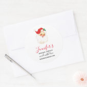 Retro Jolly Oude Sinterklaas Kerstbiz Ronde Sticker (Envelop)