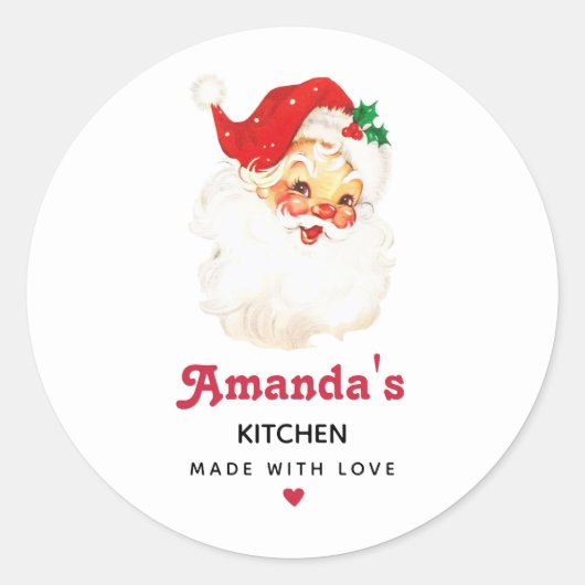 Retro Jolly Oude Sinterklaas Xmas Keuken Ronde Sticker (Voorkant)