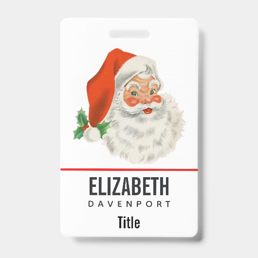 Retro  Jolly Santa Claus Kerstmis Badge (Voorkant)