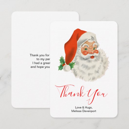 Retro  Jolly Santa Claus Kerstmis Bedankkaart (Voorkant / Achterkant)
