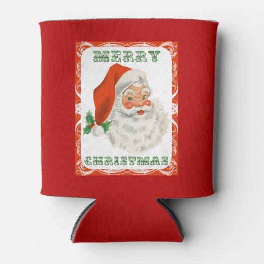 Retro  Jolly Santa Claus Kerstmis Blikjeskoeler (Voorkant)