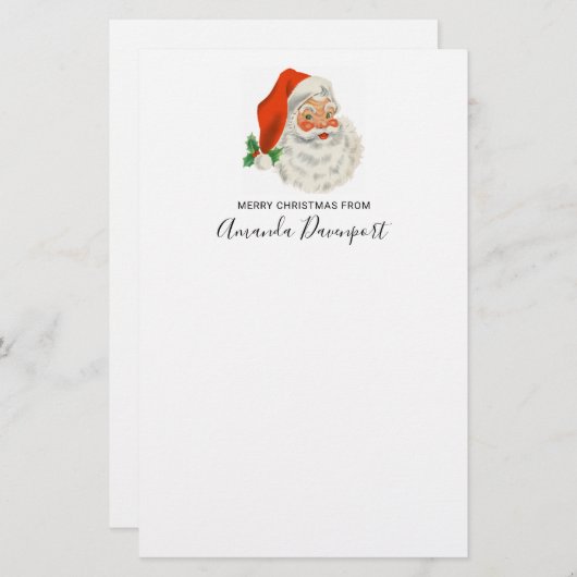 Retro  Jolly Santa Claus Kerstmis Briefpapier (Voorkant / Achterkant)