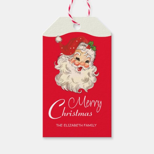  Retro Jolly Santa Claus Kerstmis Cadeaulabel (Voorkant)