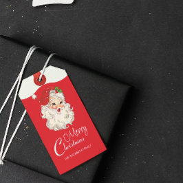 Retro Jolly Santa Claus Kerstmis Cadeaulabel