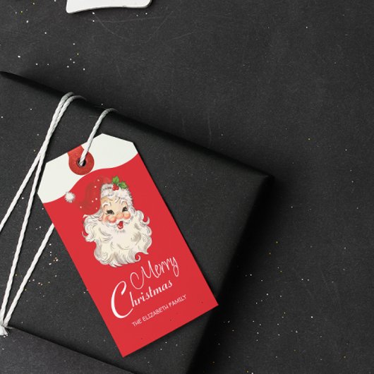  Retro Jolly Santa Claus Kerstmis Cadeaulabel
