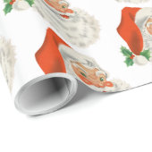 Retro  Jolly Santa Claus Kerstmis Cadeaupapier (Rol Hoek)