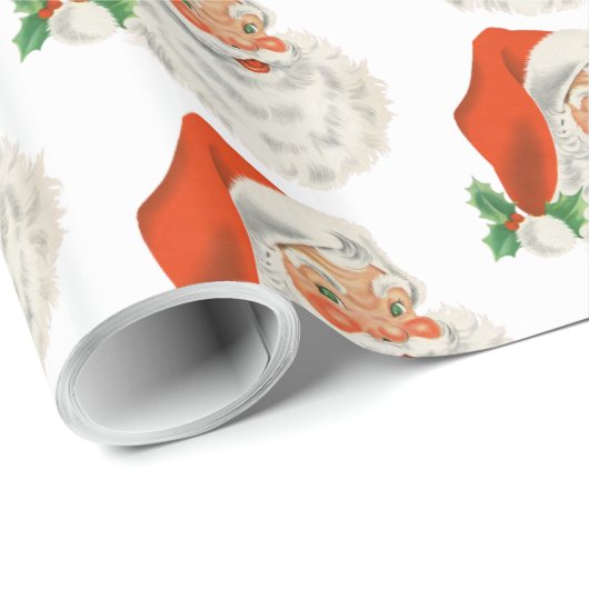 Retro  Jolly Santa Claus Kerstmis Cadeaupapier (Rol Hoek)